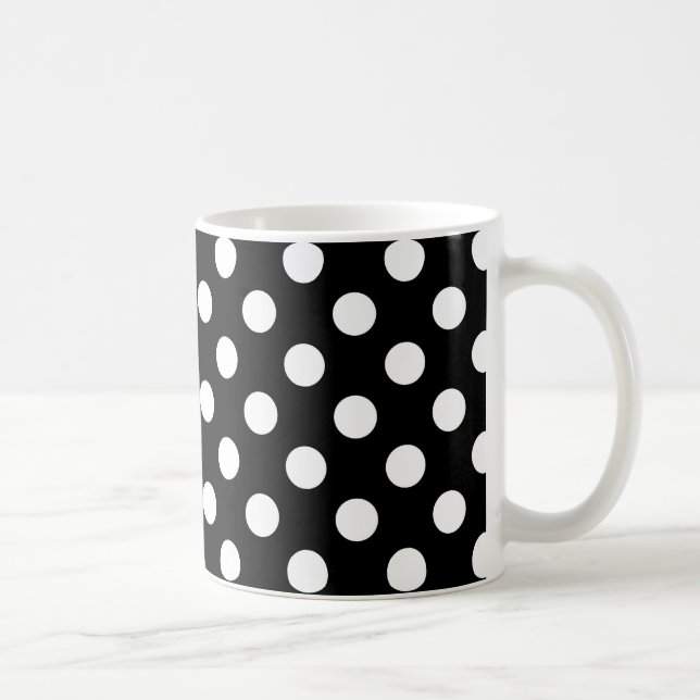 Vit polka dots på svart kaffemugg (Höger)