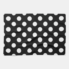Vit polka dots på svart kökshandduk