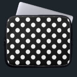 Vit polka dots på svart laptop sleeve<br><div class="desc">Vit polka dots på svart</div>