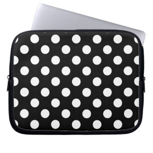 Vit polka dots på svart laptop sleeve