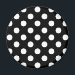 Vit polka dots på svart magnet<br><div class="desc">Vit polka dots på svart</div>