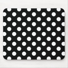 Vit polka dots på svart musmatta