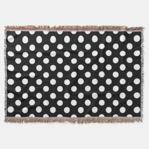 Vit polka dots på svart mysfilt