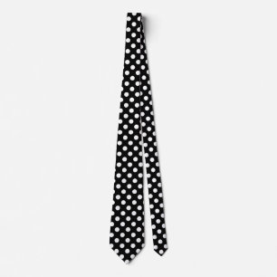 Vit polka dots på svart slips