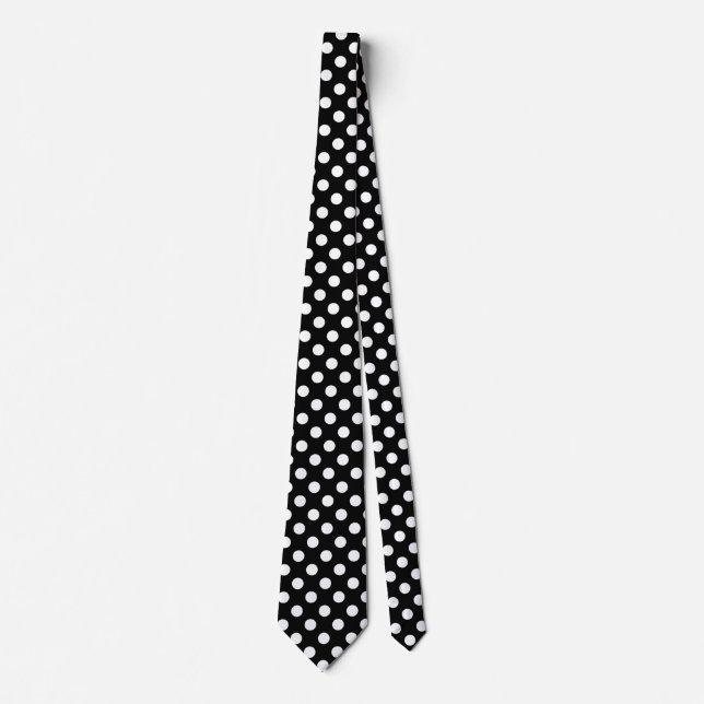 Vit polka dots på svart slips (Framsida)