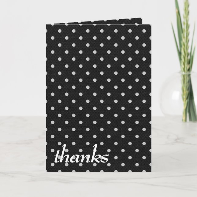 vit polka dots på svart tack kort (Framsida)