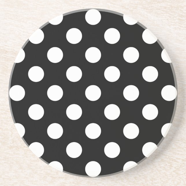 Vit polka dots på svart underlägg (Framsidan)