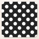 Vit polka dots på svart underlägg papper kvadrat<br><div class="desc">Vit polka dots på svart</div>