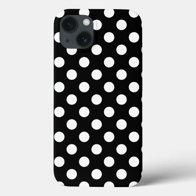 Vit polka dots på svarta Fodral-Mate iphone case (Baksida)