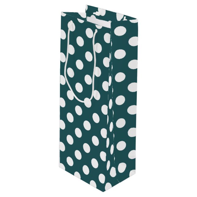 Vit polka dots på teal (Framsidan Vinklad)