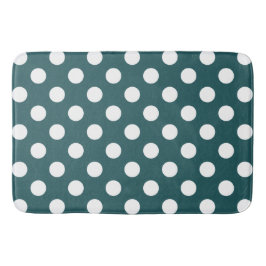 Vit polka dots på teal badrumsmatta