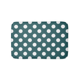 Vit polka dots på teal badrumsmatta