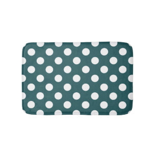 Vit polka dots på teal badrumsmatta
