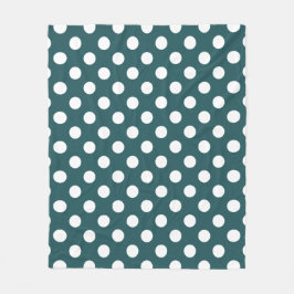 Vit polka dots på teal fleecefilt