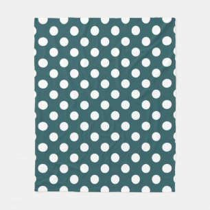 Vit polka dots på teal fleecefilt