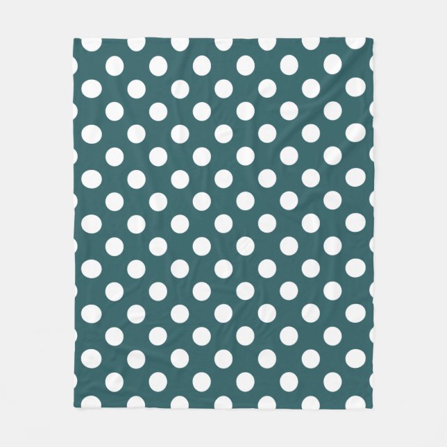 Vit polka dots på teal fleecefilt (Framsidan)