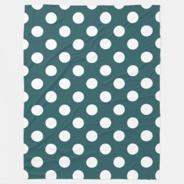 Vit polka dots på teal fleecefilt