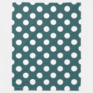 Vit polka dots på teal fleecefilt