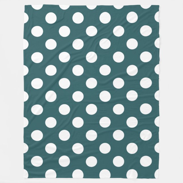 Vit polka dots på teal fleecefilt (Framsidan)