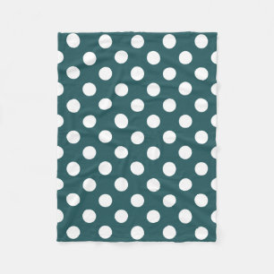 Vit polka dots på teal fleecefilt