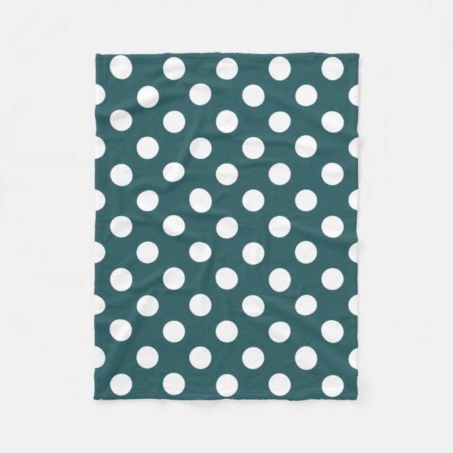 Vit polka dots på teal fleecefilt (Framsidan)
