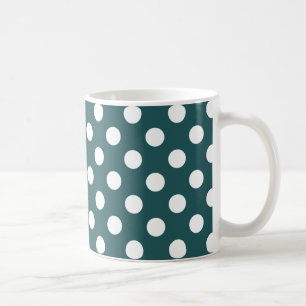Vit polka dots på teal kaffemugg