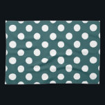 Vit polka dots på teal kökshandduk<br><div class="desc">Vit polka dots på teal</div>