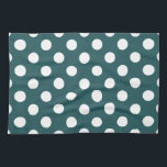Vit polka dots på teal kökshandduk<br><div class="desc">Vit polka dots på teal</div>