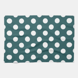 Vit polka dots på teal kökshandduk