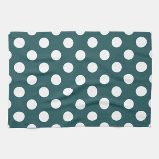 Vit polka dots på teal kökshandduk
