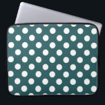 Vit polka dots på teal laptop fodral<br><div class="desc">Vit polka dots på teal</div>