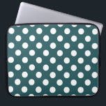 Vit polka dots på teal laptop fodral<br><div class="desc">Vit polka dots på teal</div>