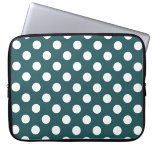 Vit polka dots på teal laptop fodral