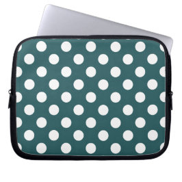 Vit polka dots på teal laptop sleeve