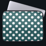 Vit polka dots på teal laptop sleeve<br><div class="desc">Vit polka dots på teal</div>