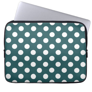 Vit polka dots på teal laptop sleeve