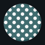 Vit polka dots på teal magnet<br><div class="desc">Vit polka dots på teal</div>