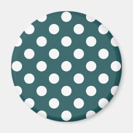Vit polka dots på teal magnet