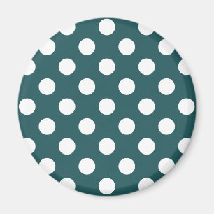 Vit polka dots på teal magnet