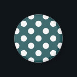 Vit polka dots på teal magnet<br><div class="desc">Vit polka dots på teal</div>