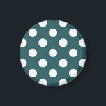 Vit polka dots på teal magnet<br><div class="desc">Vit polka dots på teal</div>