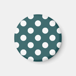 Vit polka dots på teal magnet