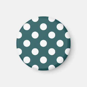 Vit polka dots på teal magnet