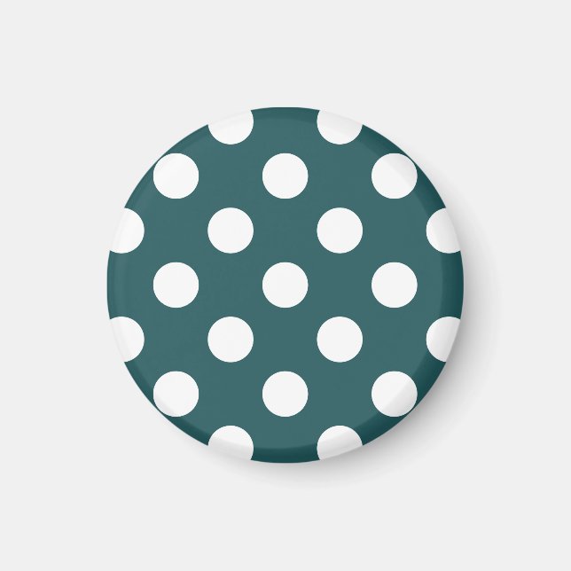 Vit polka dots på teal magnet (Framsidan)