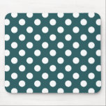 Vit polka dots på teal musmatta<br><div class="desc">Vit polka dots på teal</div>