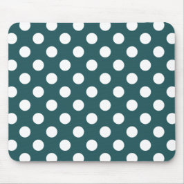 Vit polka dots på teal musmatta