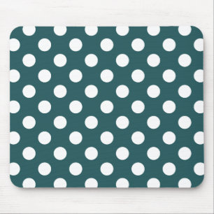 Vit polka dots på teal musmatta