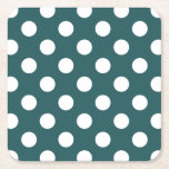 Vit polka dots på teal underlägg papper kvadrat<br><div class="desc">Vit polka dots på teal</div>