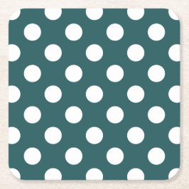 Vit polka dots på teal underlägg papper kvadrat