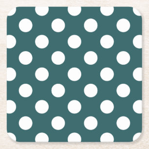 Vit polka dots på teal underlägg papper kvadrat